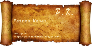 Petres Kenéz névjegykártya